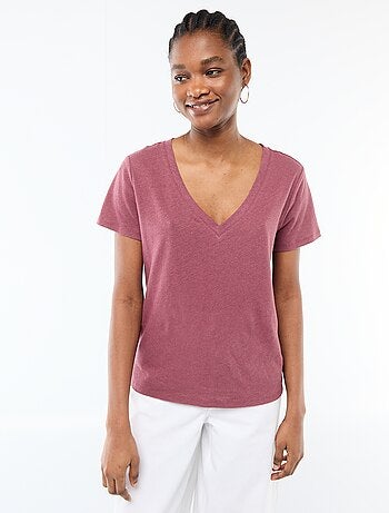 Basic T-shirt met korte mouwen en V-hals