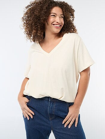 Basic T-shirt met korte mouwen en V-hals
