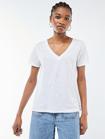 Basic T-shirt met korte mouwen en V-hals