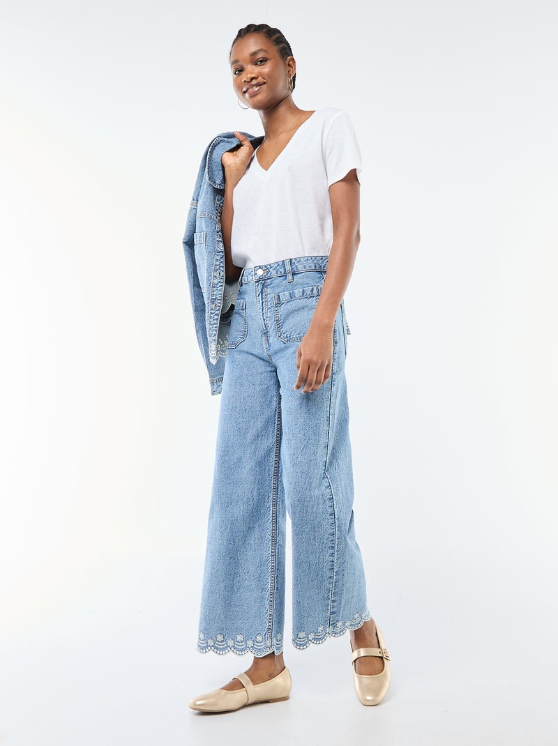 Basic T-shirt met korte mouwen en V-hals Wit - Kiabi
