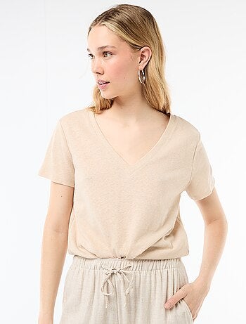 Basic T-shirt met korte mouwen en V-hals