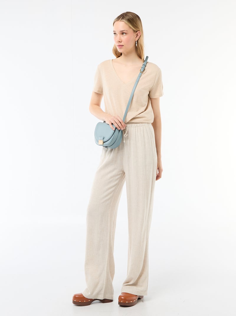 Basic T-shirt met korte mouwen en V-hals Wit - Kiabi