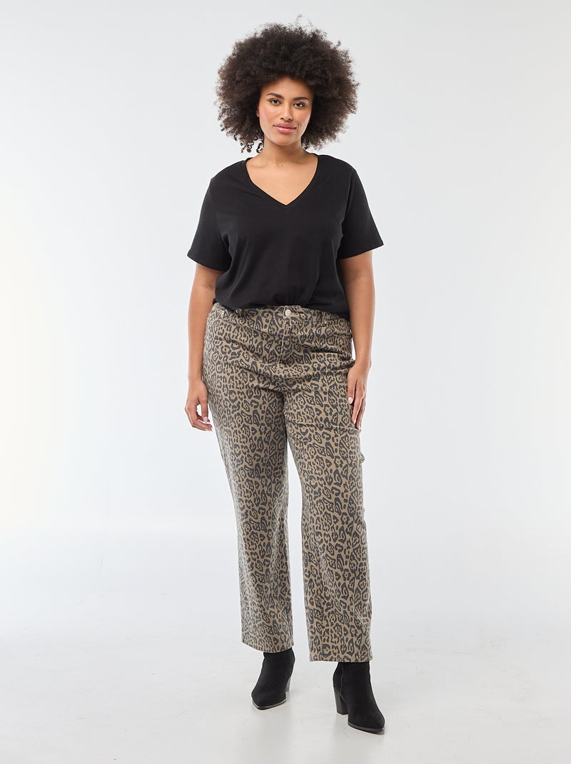 Basic T-shirt met korte mouwen en V-hals zwart - Kiabi