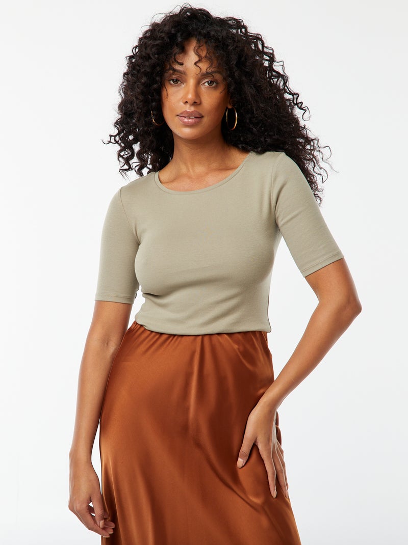 Basic T-shirt met korte mouwen Groen - Kiabi