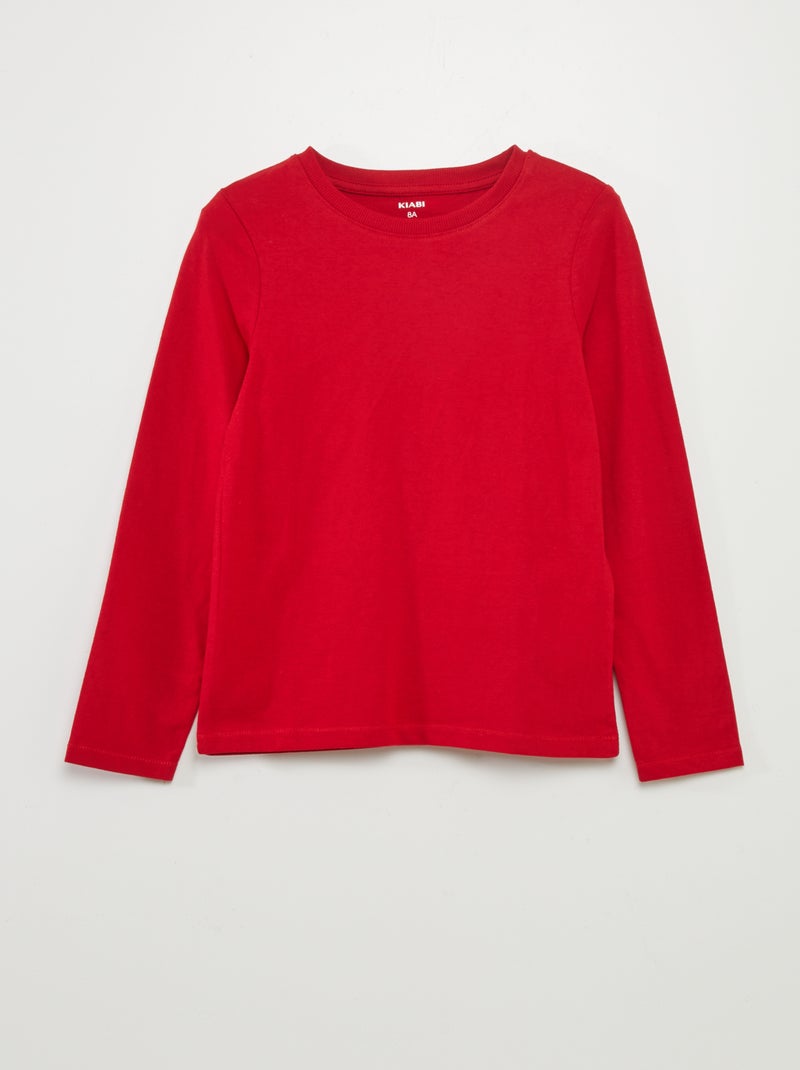 Basic T-shirt met lange mouw ROOD - Kiabi