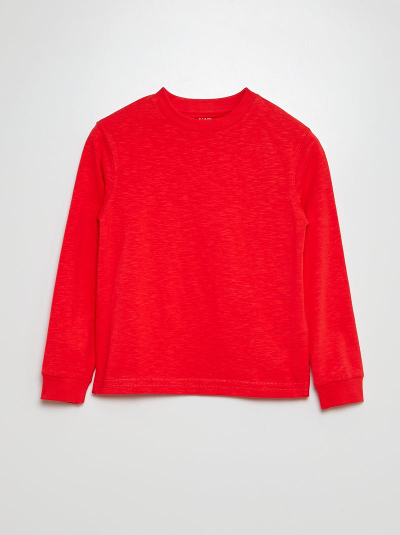 Basic T-shirt met lange mouw ROOD - Kiabi