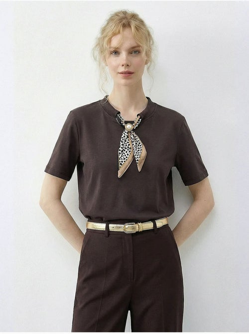 Basic t-shirt met ronde hals en accessoire-detail lucci - Kiabi