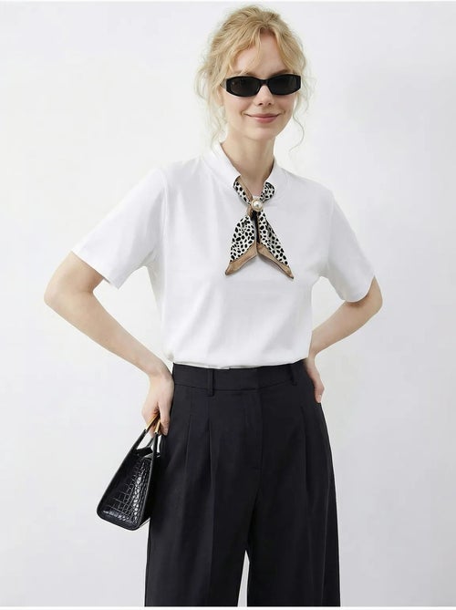 Basic t-shirt met ronde hals en accessoire-detail lucci - Kiabi