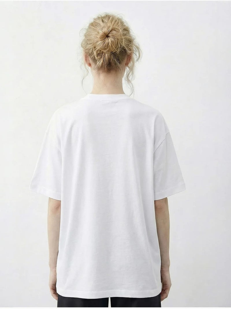 Basic t-shirt met ronde hals en accessoire-detail lucci Wit - Kiabi