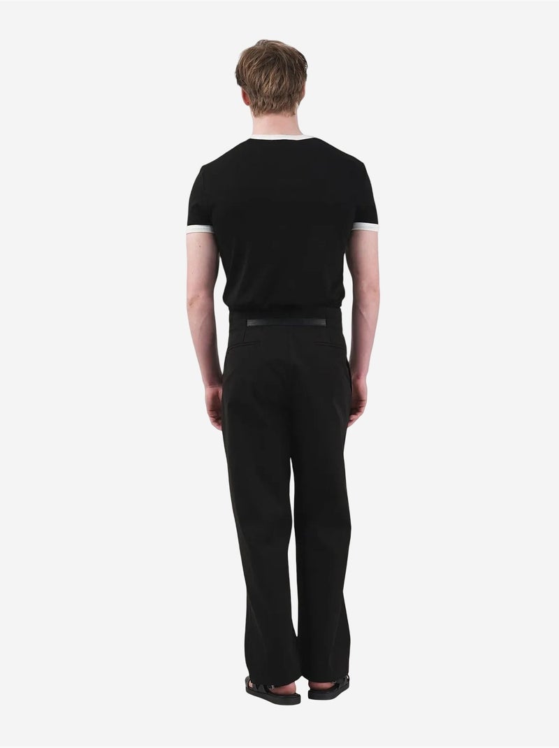 Basic t-shirt met ronde hals en contrasterende bies giesto Zwart - Kiabi