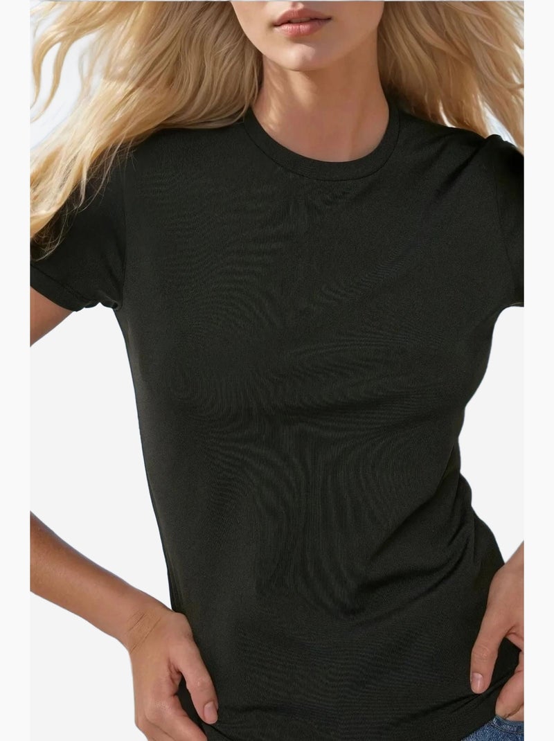Basic t-shirt met ronde hals hiccup Zwart - Kiabi