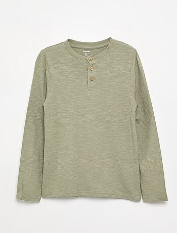 Basic T-shirt met Tunische kraag