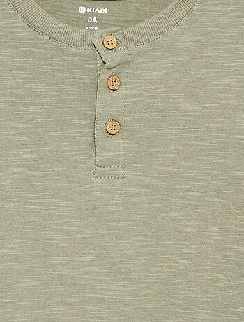 Basic T-shirt met Tunische kraag