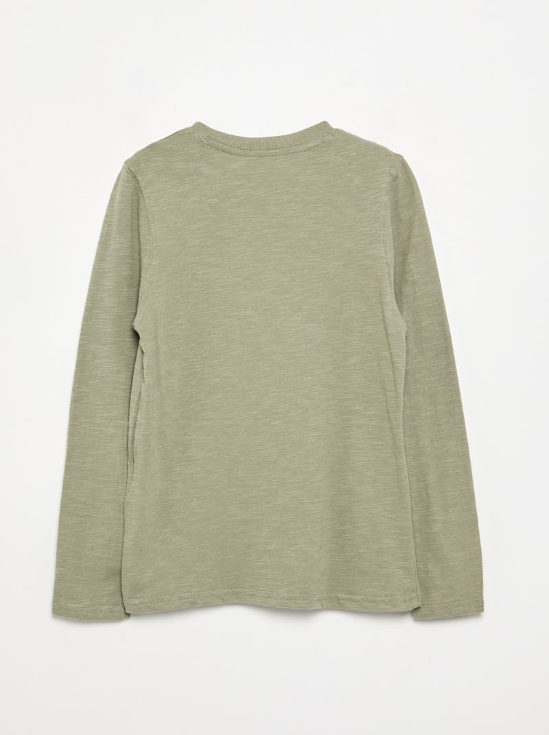 Basic T-shirt met Tunische kraag Groen - Kiabi