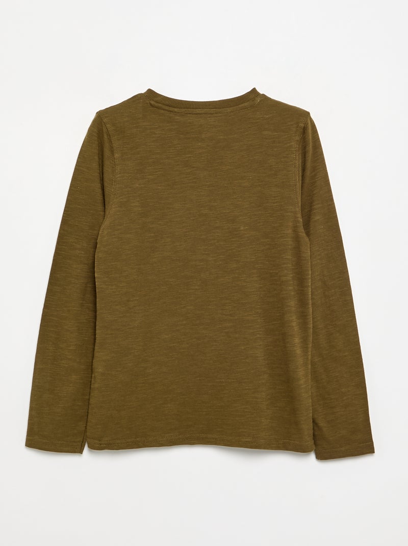 Basic T-shirt met Tunische kraag Groen - Kiabi