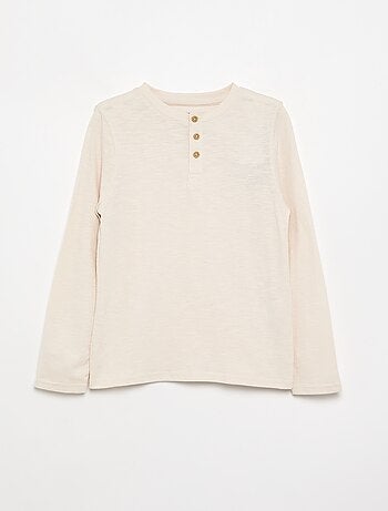 Basic T-shirt met Tunische kraag