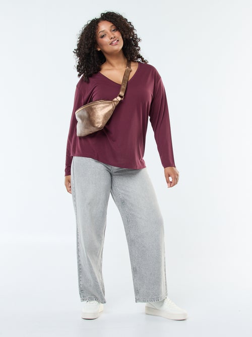 Basic T-shirt met V-hals en 3/4-mouw - Kiabi