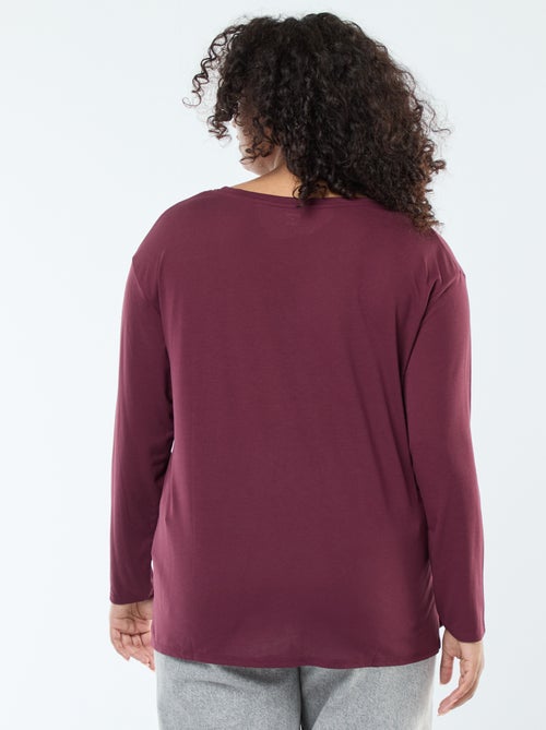 Basic T-shirt met V-hals en 3/4-mouw - Kiabi