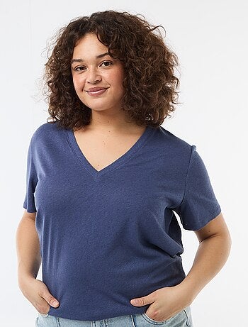 Basic T-shirt met V-hals en korte mouwen
