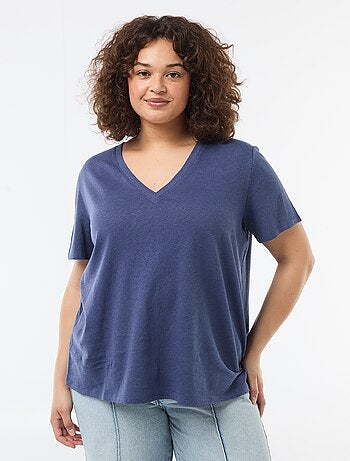 Basic T-shirt met V-hals en korte mouwen