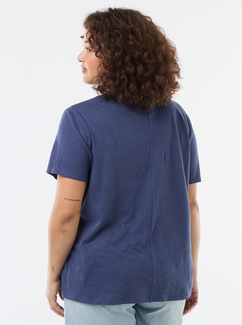 Basic T-shirt met V-hals en korte mouwen - Kiabi