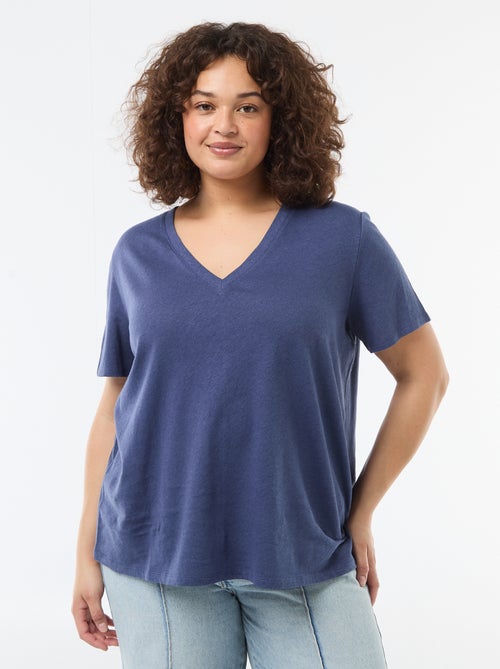 Basic T-shirt met V-hals en korte mouwen - Kiabi