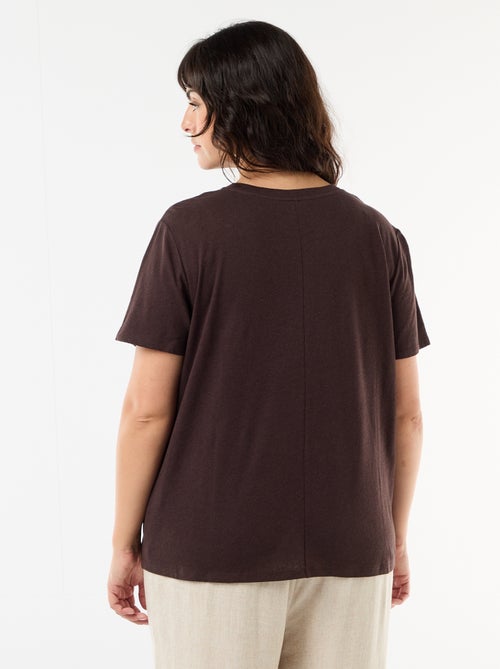 Basic T-shirt met V-hals en korte mouwen - Kiabi