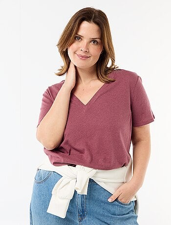 Basic T-shirt met V-hals en korte mouwen