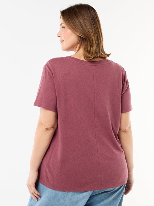 Basic T-shirt met V-hals en korte mouwen - Kiabi
