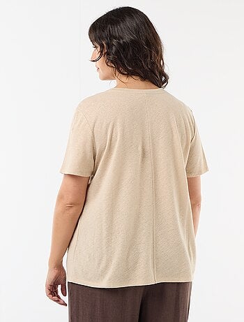 Basic T-shirt met V-hals en korte mouwen