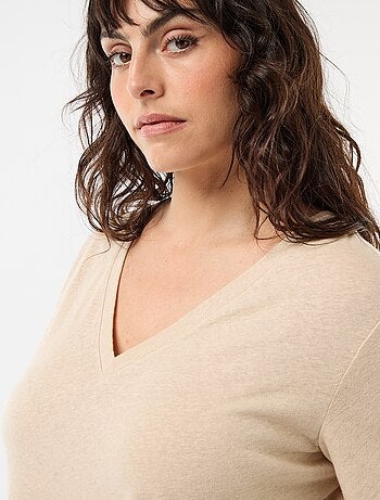 Basic T-shirt met V-hals en korte mouwen