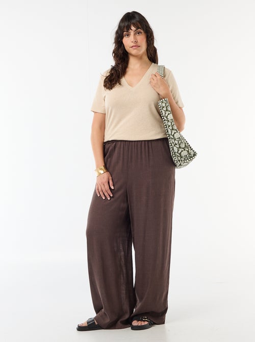 Basic T-shirt met V-hals en korte mouwen - Kiabi