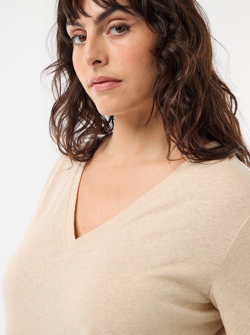 Basic T-shirt met V-hals en korte mouwen Wit - Kiabi