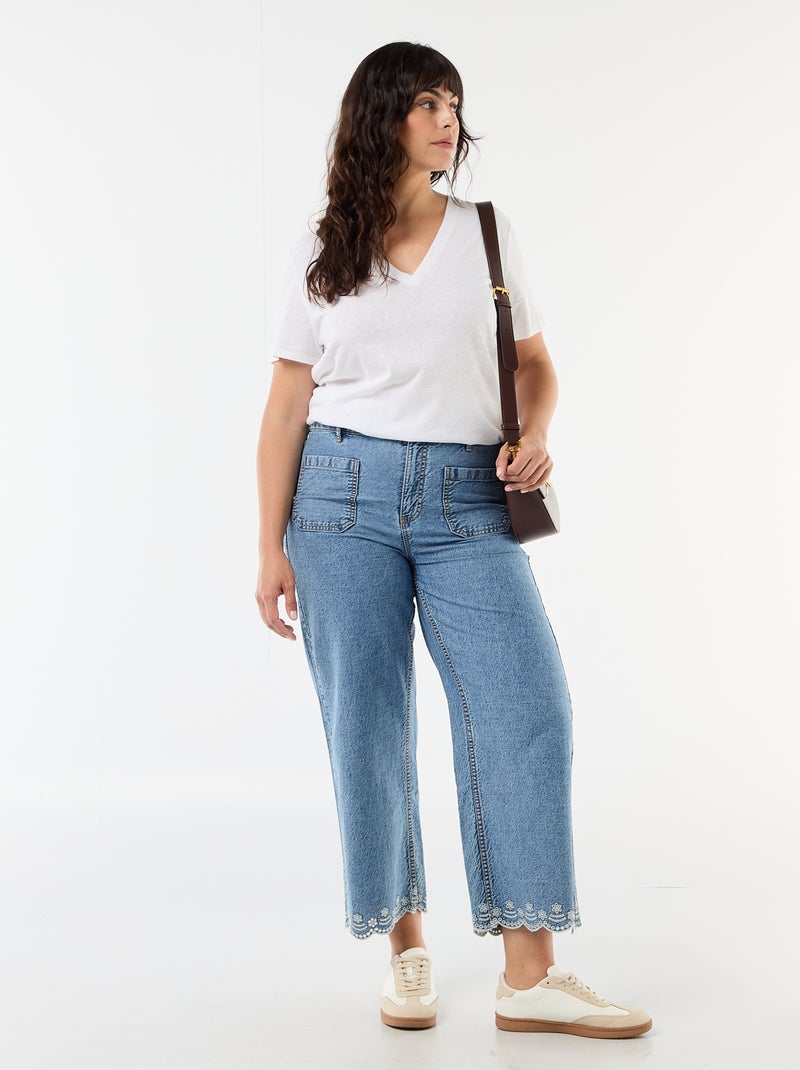 Basic T-shirt met V-hals en korte mouwen Wit - Kiabi