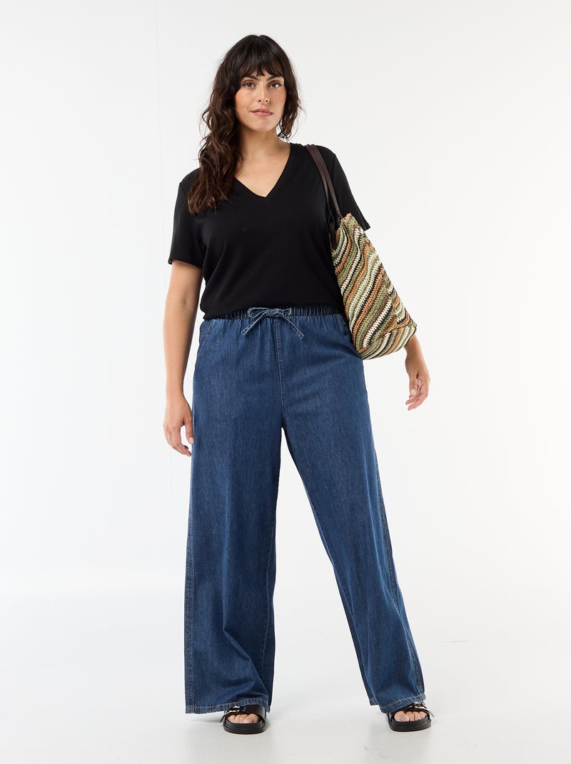 Basic T-shirt met V-hals en korte mouwen Zwart - Kiabi