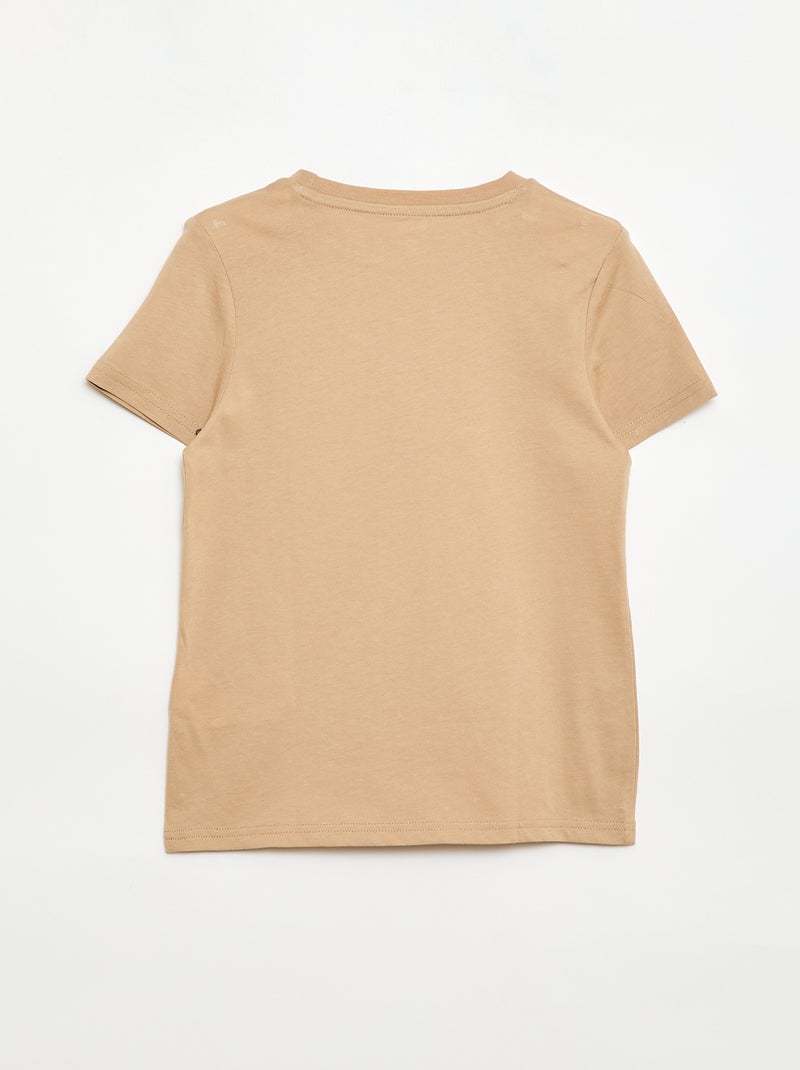 Basic T-shirt van effen jersey Biege - Kiabi
