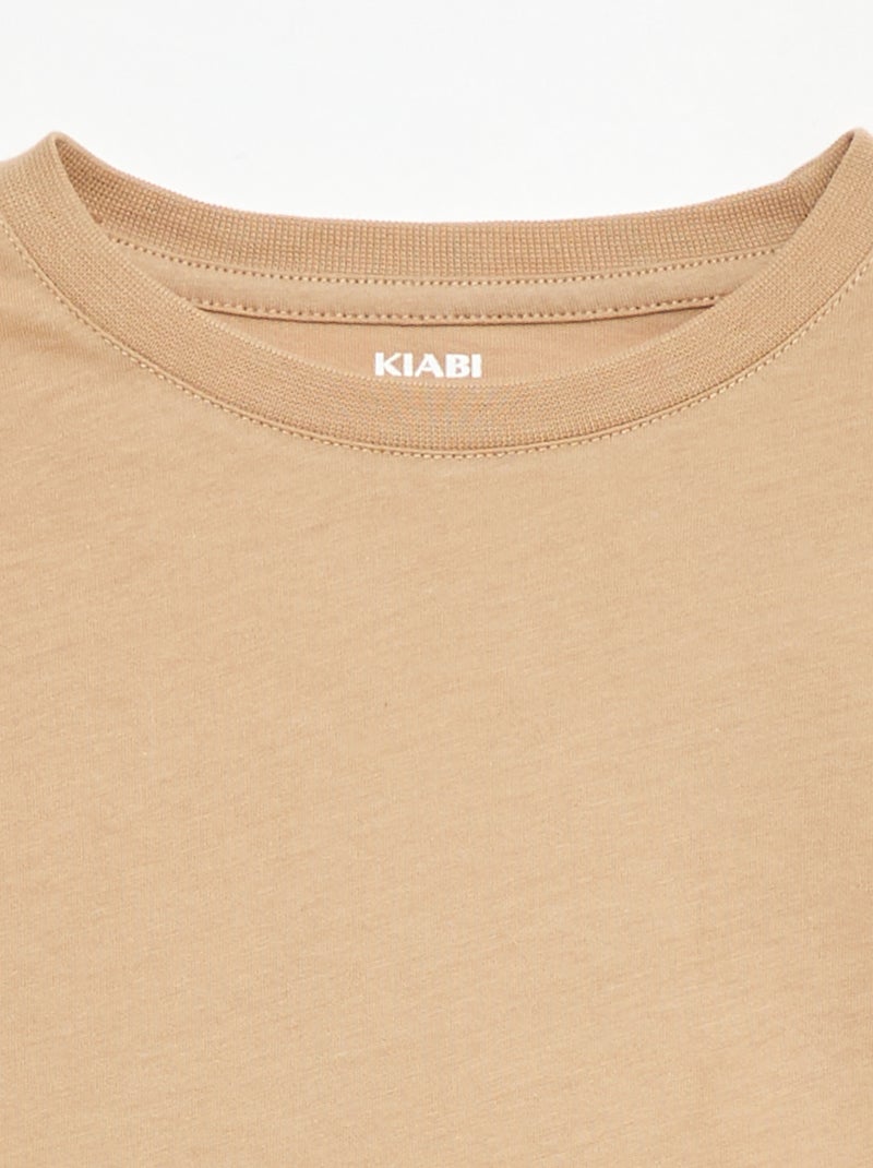 Basic T-shirt van effen jersey Biege - Kiabi