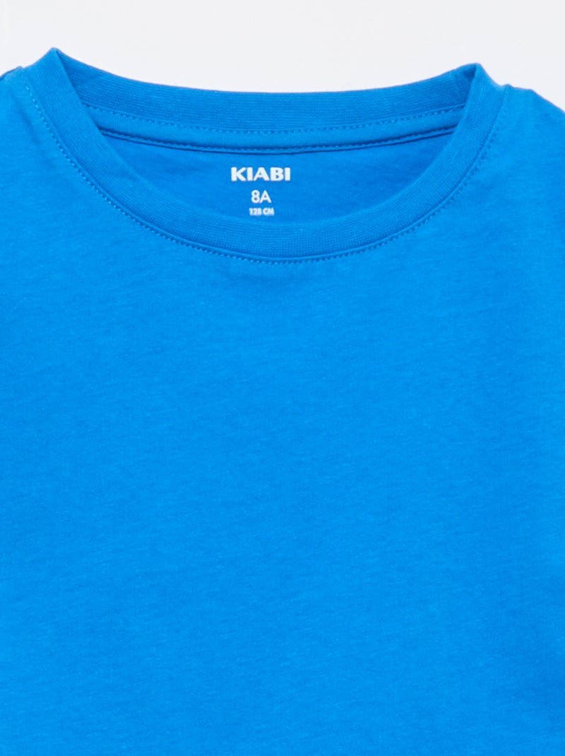 Basic T-shirt van effen jersey Blauw - Kiabi