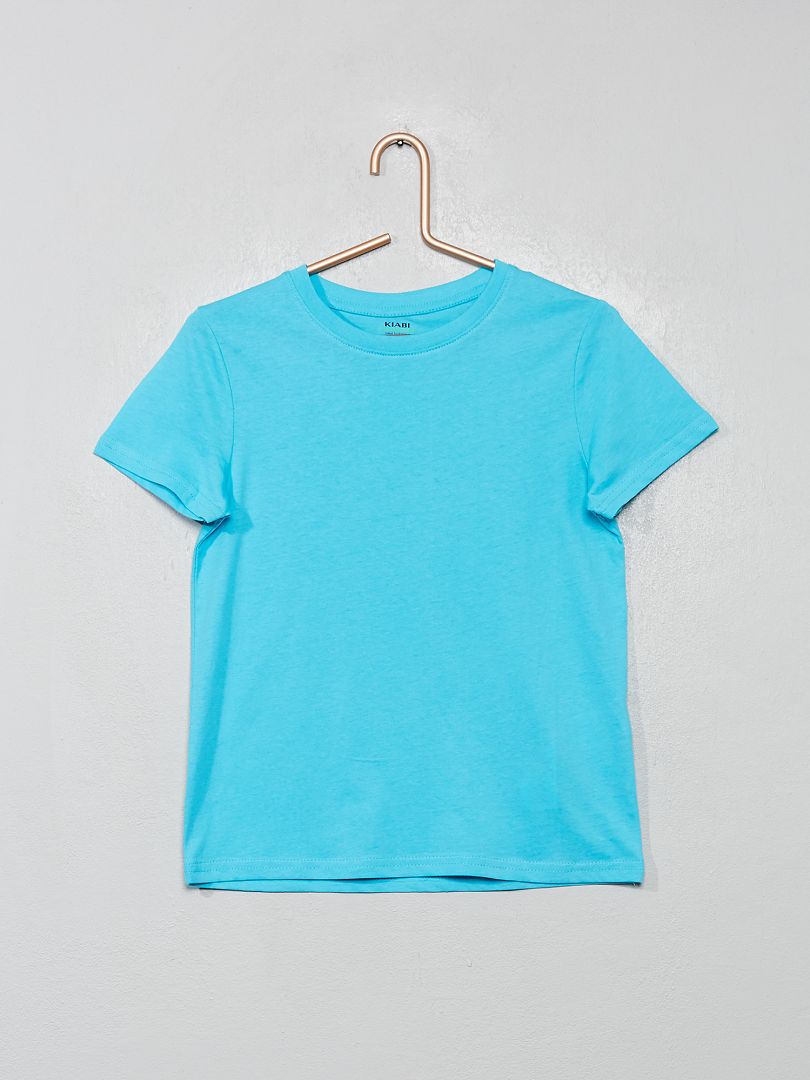Basic T-shirt van effen jersey blue curacao - Kiabi
