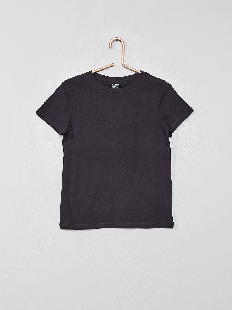 Basic T-shirt van effen jersey donkergrijs - Kiabi