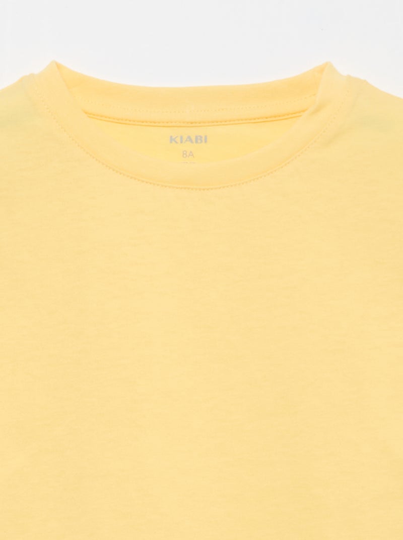 Basic T-shirt van effen jersey Geel - Kiabi