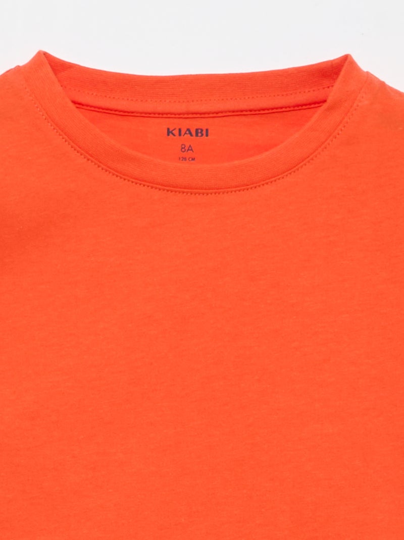 Basic T-shirt van effen jersey Oranje - Kiabi
