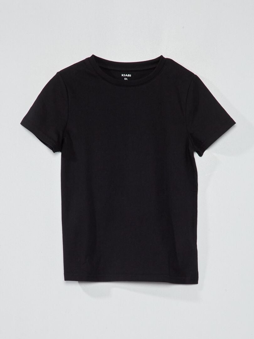 Basic T-shirt van effen jersey zwart - Kiabi