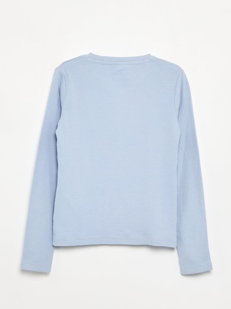 Basic T-shirt van ribstof Blauw - Kiabi