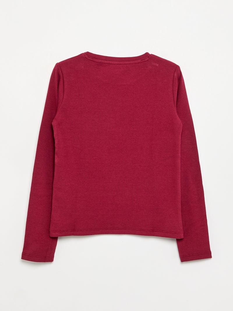 Basic T-shirt van ribstof Rood - Kiabi