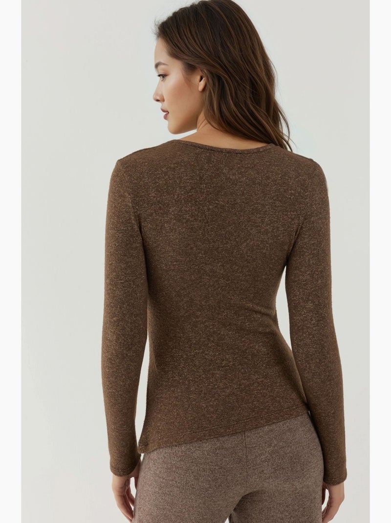 Basic top van viscosemix hiccup Donkerbruin - Kiabi