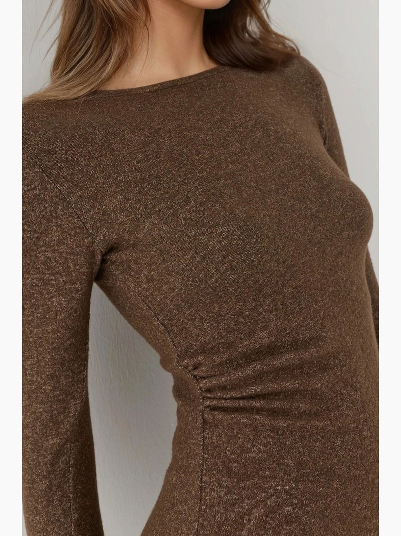 Basic top van viscosemix hiccup Donkerbruin - Kiabi