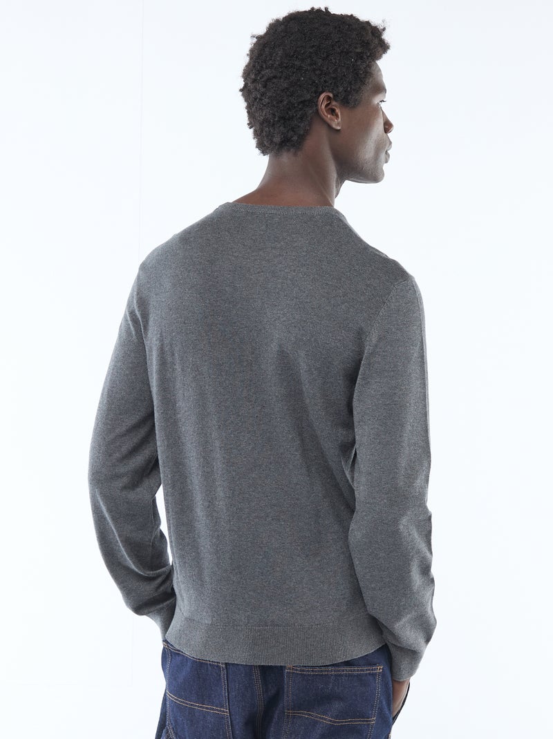 Basic trui van effen tricot GRIJS - Kiabi