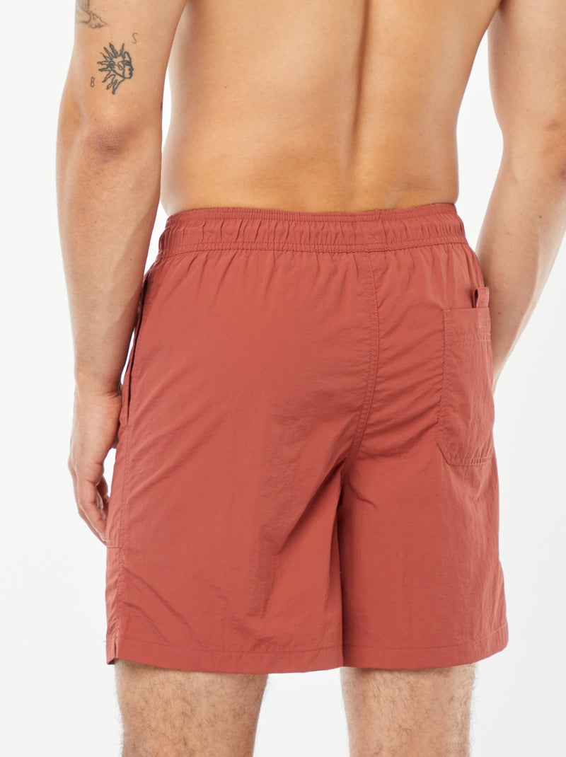 Basic zwemshort met gestreepte voering ROOD - Kiabi