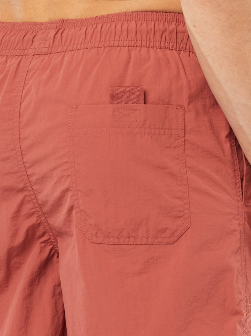 Basic zwemshort met gestreepte voering ROOD - Kiabi